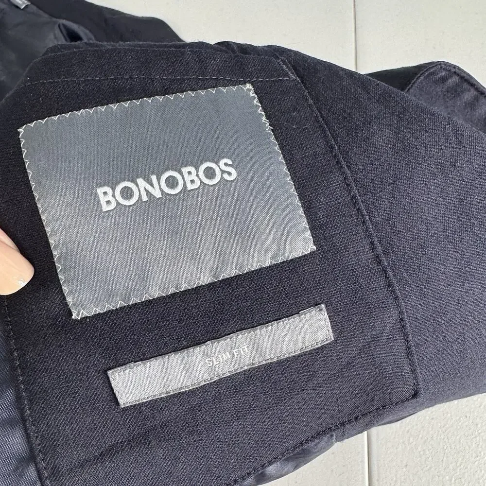 Bonobos Jetsetter Wool Blazer Mens 44L Navy Tailored‎ Stretch Suit Jacket Formal